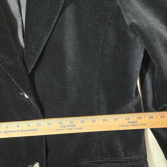 VTG International Scene Velvet Blazer Jacket sz 11/12 Black - Picture 12 of 16